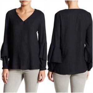 RO+DE • NWT Tiered Bell Sleeve Blouse Black